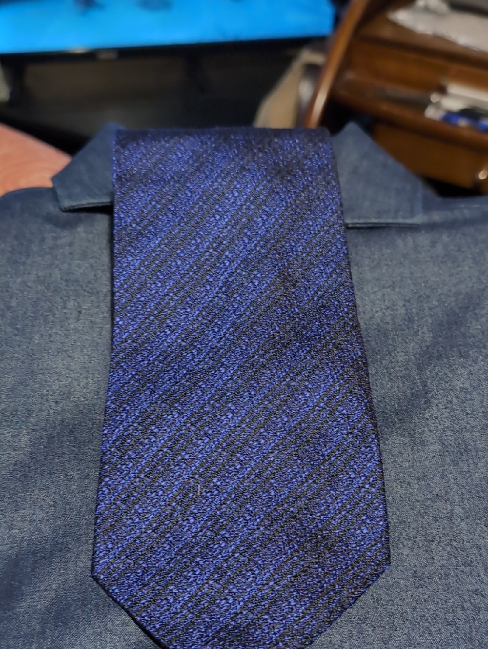 Boss Textured Navy and Black Men's Tie
